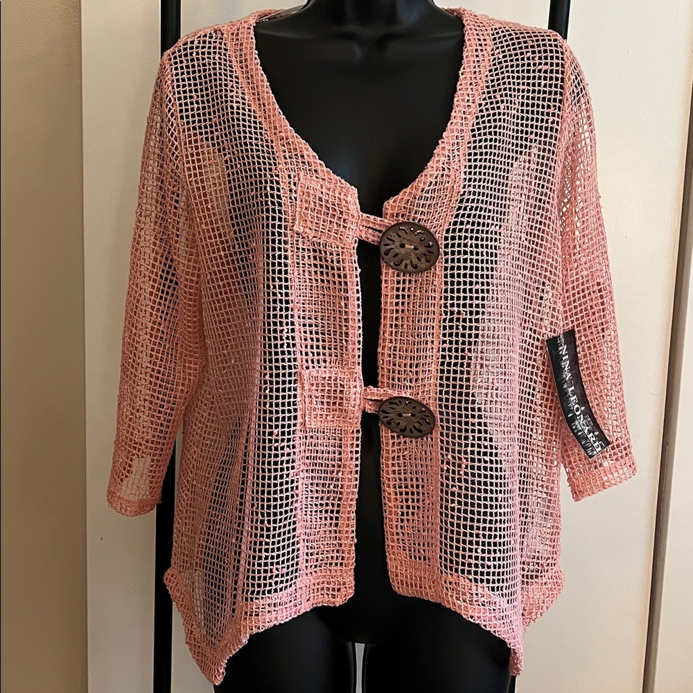 NWT Nina Leonard cardigan mesh